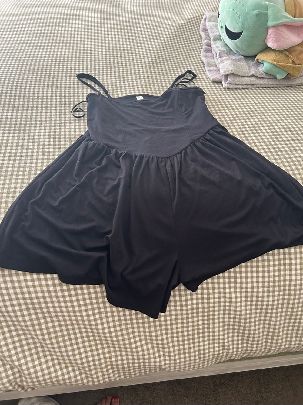bp Black Spaghetti-Strap Romper Dress